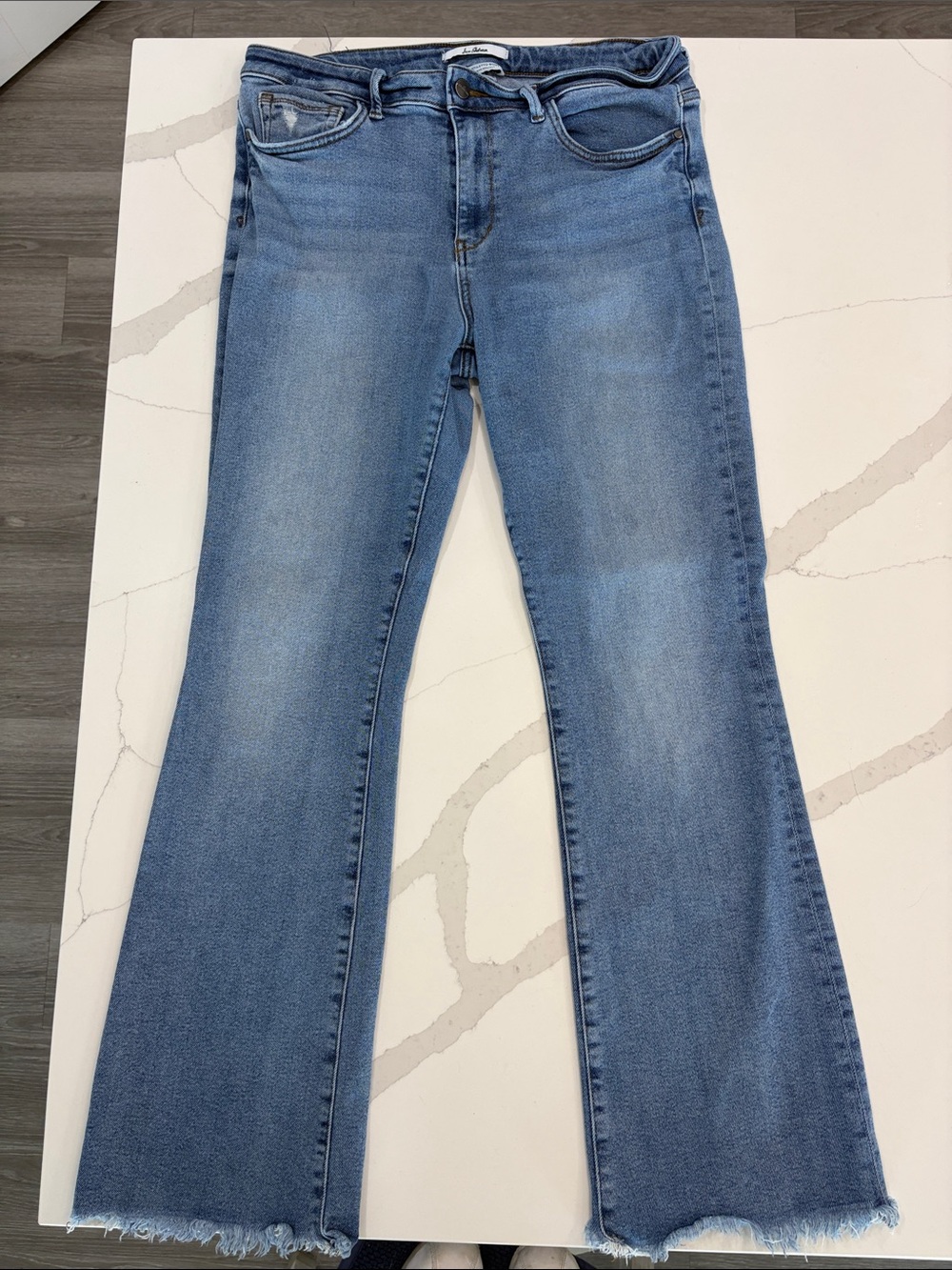 Sam Edelman Light Blue Boot-Cut Jeans with Raw Hem